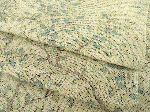 平和屋着物●上質な紬　枝葉文　正絹　逸品　AABB7890ck