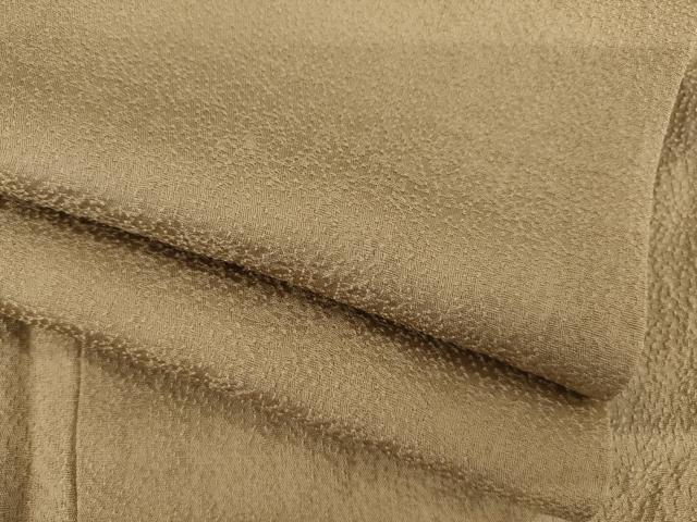 平和屋着物●上質な色無地　霞地紋　朽葉色　正絹　逸品　AABB7893ck