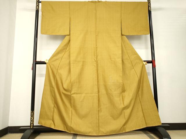 平和屋着物●山下八百子　本場黄八丈　紬　縞　市松綾織　正絹　逸品　未使用　AABB7905ck 平和屋着物○山下八百子 本場黄八丈 紬 縞 市松綾織 正絹