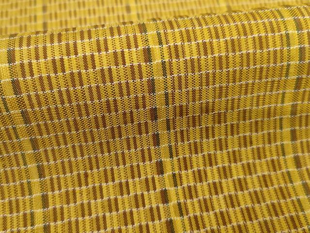 平和屋着物○山下八百子 本場黄八丈 紬 縞 市松綾織 正絹