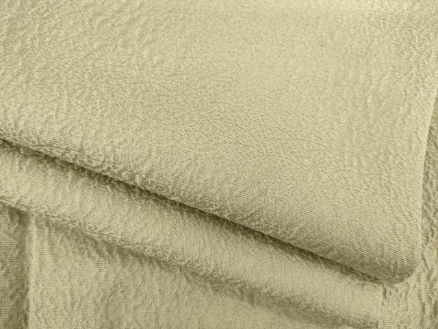 平和屋着物●上質な色無地　草花地紋　白橡色　正絹　逸品　AABB7910ck