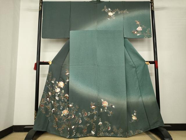 平和屋着物●訪問着　更紗花文　暈し染め　正絹　逸品　AABB7920ck