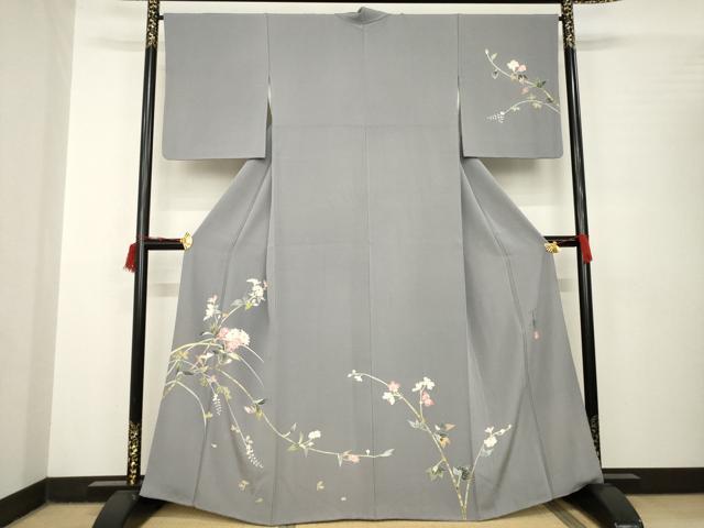 平和屋着物●京加賀友禅　百貫石峰　訪問着　草花文　正絹　逸品　AABB7922ck