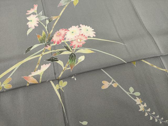 平和屋着物●京加賀友禅　百貫石峰　訪問着　草花文　正絹　逸品　AABB7922ck 平和屋着物○京加賀友禅 百貫石峰 訪問着 草花文 正絹