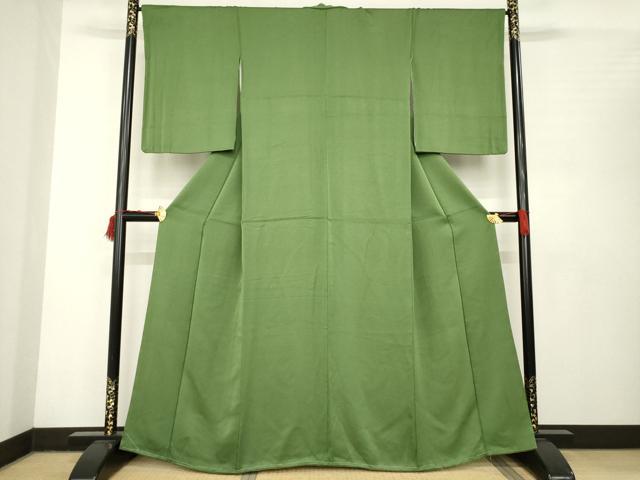 平和屋着物●上質な色無地　草色　正絹　逸品　AABB7930ck 平和屋着物○上質な色無地 草色 正絹 逸品 AABB7930ck