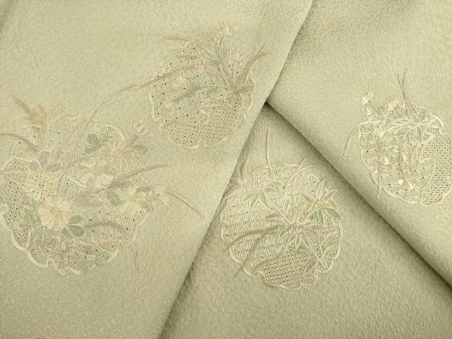 平和屋着物●総刺繍　訪問着　中国三大刺繍　スワトウ刺繍　汕頭刺繍　雪輪花文　暈し染め　正絹　逸品　AABB7949ck