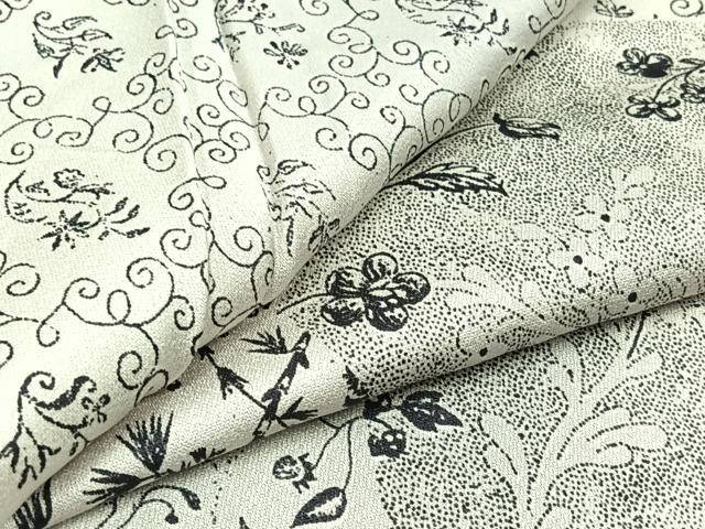 平和屋着物▽上質な小紋　単衣　花唐草文　正絹　逸品　AABB8003jh