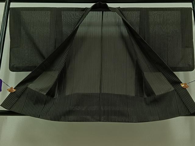 平和屋着物▽男性 羽織 紬地 スリーシーズン 春夏秋 塵除け 縞