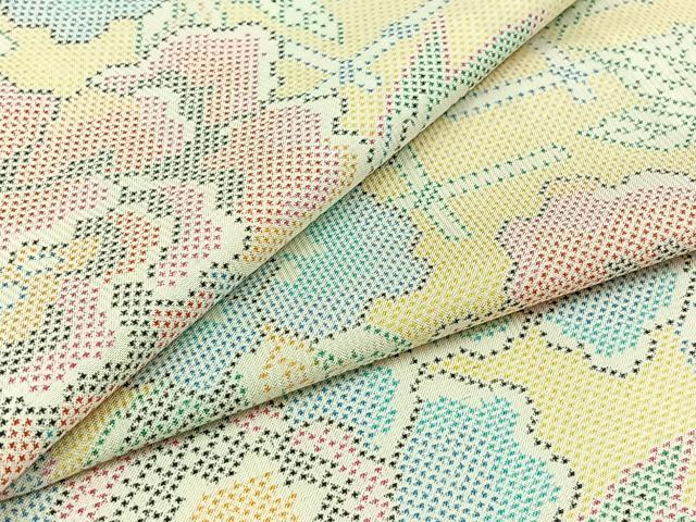 平和屋着物▽本場大島紬　単衣　7マルキ　草花文　正絹　逸品　AABB8031jh