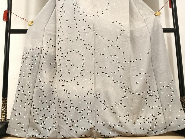 平和屋着物○訪問着 墨流し 桜花弁 暈し染め 金彩 正絹 逸品 AABB8170ph