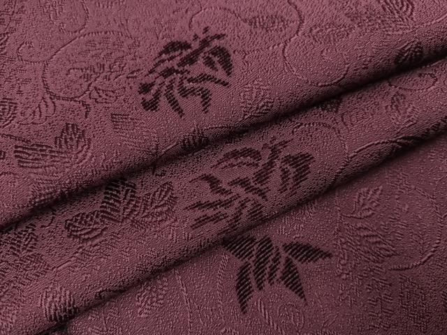 平和屋着物●上質な色無地　花鳥唐草地紋　滅紫色　輪奈ビロード　正絹　逸品　AABB8178ph