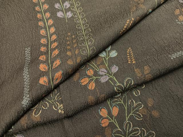 平和屋着物●上質な小紋　草花文　金彩　正絹　逸品　AABB8197ph
