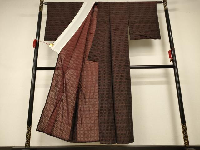 平和屋着物＊夏物　小紋　紗　幾何学文様　正絹　逸品　AABB8243jd_2