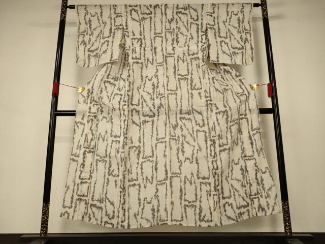 平和屋着物＊夏物　小千谷ちぢみ　幾何学文様　麻　逸品　AABB8248jd_1
