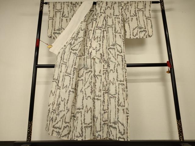 平和屋着物＊夏物　小千谷ちぢみ　幾何学文様　麻　逸品　AABB8248jd_2