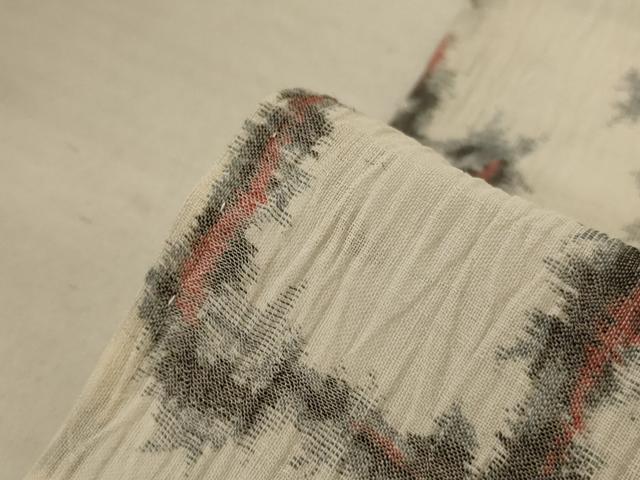 平和屋着物＊夏物　小千谷ちぢみ　幾何学文様　麻　逸品　AABB8248jd_6