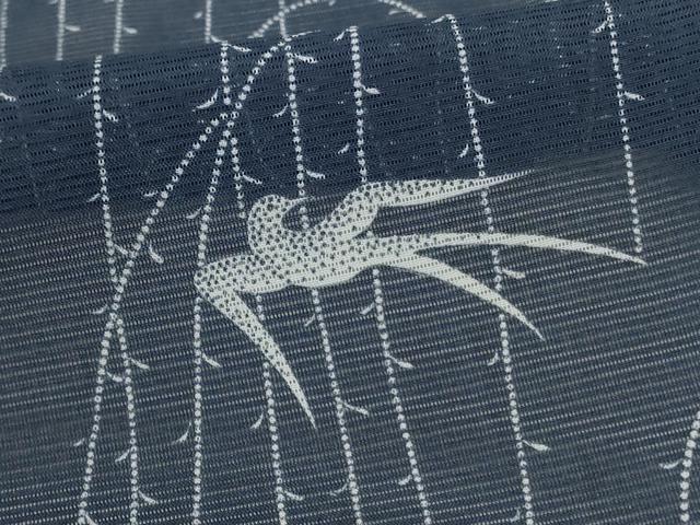 平和屋着物＊夏物 小紋 絽 舞鳥文 洗える着物 AABB8283jd