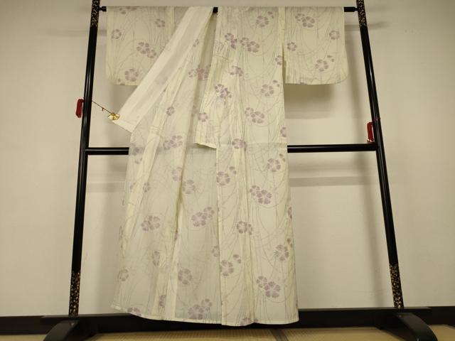 平和屋着物＊夏物　小紋　紗　舞花文　洗える着物　AABB8284jd_2