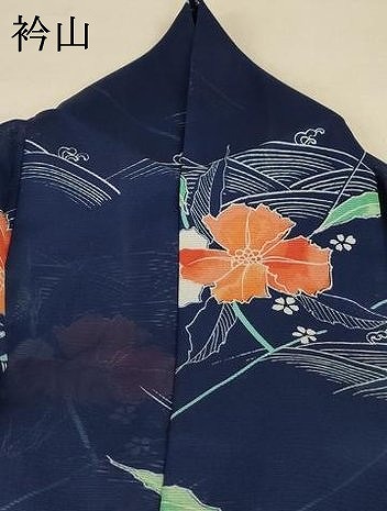 平和屋着物＊夏物　小紋　絽　立波草花文　洗える着物　AABB8287jd_7