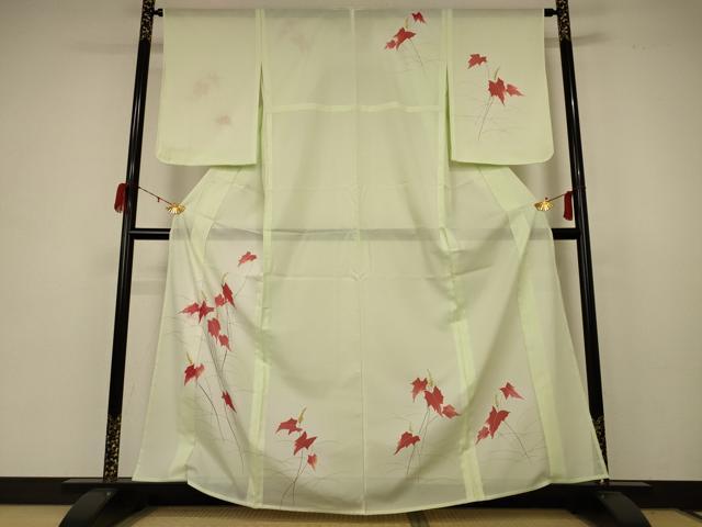 平和屋着物＊夏物　訪問着　絽　草花文　暈し染め　洗える着物　AABB8289jd