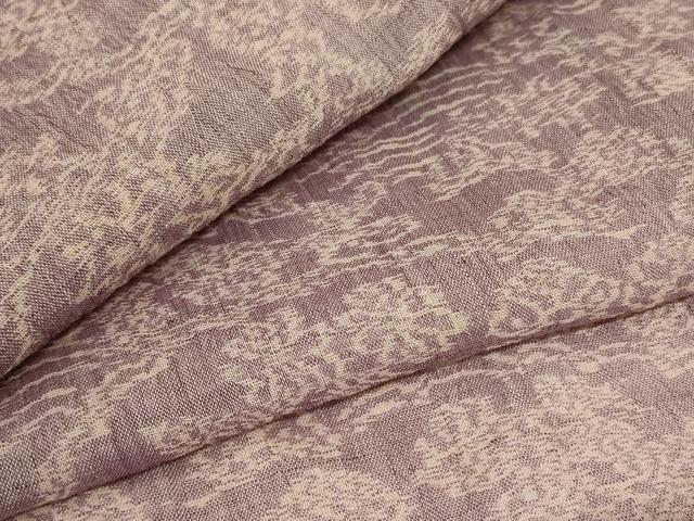 平和屋着物＊夏物　小千谷ちぢみ　草花文　麻　逸品　AABB8303jd