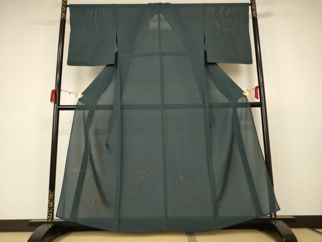 平和屋着物＊夏物　訪問着　絽　草花文　金彩　正絹　逸品　AABB8318jd