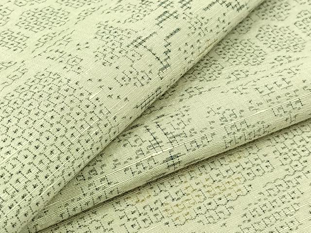 平和屋着物▽結城紬　単衣　80亀甲　横段花文　正絹　逸品　AABB8363jh