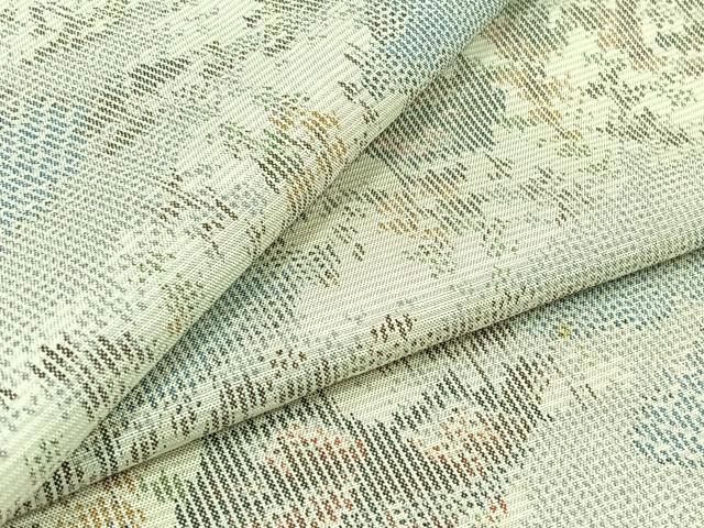 平和屋着物▽上質な紬　単衣　風景文　正絹　逸品　AABB8389jh