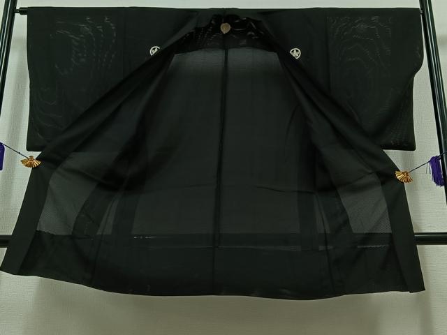 平和屋着物▽男性　黒紋付　羽織　スリーシーズン　春夏秋　塵除け　暗黒色　正絹　逸品　AABB8393jh 平和屋着物▽男性 黒紋付 羽織 スリーシーズン 春夏秋 塵除け 暗黒