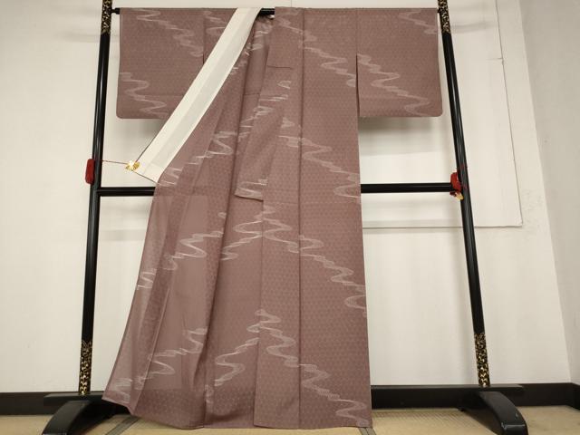 平和屋着物＊夏物　小紋　絽　流水文　正絹　逸品　AABB8611st_2