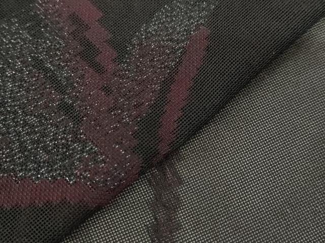 平和屋着物＊夏物　小紋　紗　草花文　黒地　正絹　逸品　未使用　AABB8612st_4