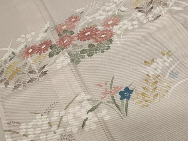 平和屋着物＊夏物 訪問着 縦絽 草花文 鈴乃屋扱い 正絹 逸品 AABB8614st