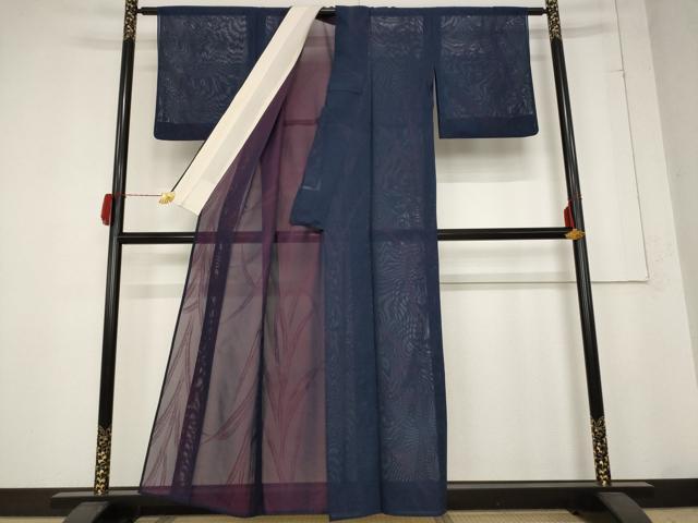 平和屋着物＊夏物　小紋　紗　草花文　正絹　逸品　AABB8619st_2