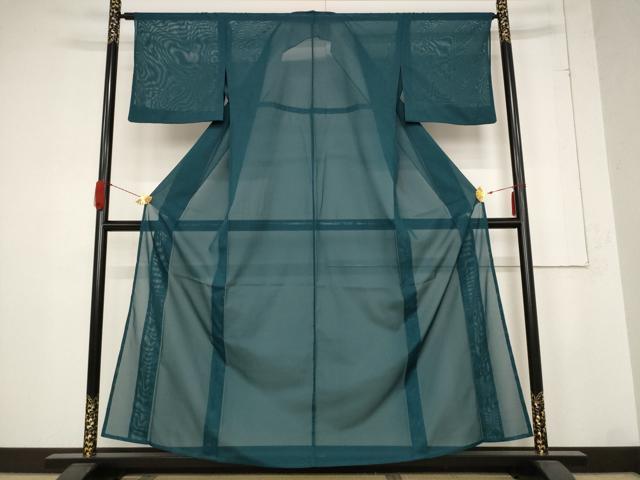 平和屋着物＊夏物　色無地　絽　高麗納戸色　洗える着物　AABB8624st