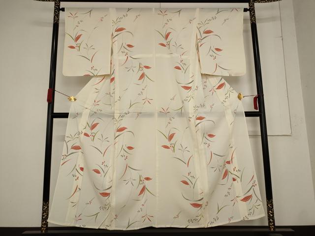 平和屋着物＊夏物　小紋　絽　草花文　正絹　逸品　AABB8645st 平和屋着物＊夏物 小紋 絽 草花文 正絹 逸品 AABB8645st