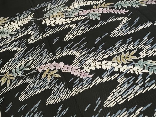 平和屋着物＊夏物　黒留袖　絽　流水枝花文　正絹　逸品　AABB8652st 平和屋着物＊夏物 黒留袖 絽 流水枝花文 正絹 逸品 AABB8652stの通販
