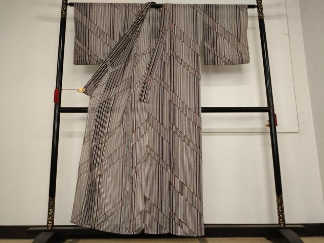 平和屋着物＊夏物　小紋　絽　幾何学文様　洗える着物　AABB8656st_2