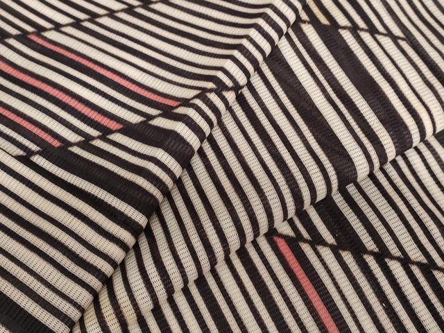 平和屋着物＊夏物　小紋　絽　幾何学文様　洗える着物　AABB8656st