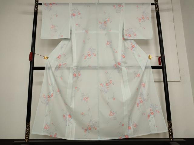 平和屋着物＊夏物　小紋　絽　草花文　洗える着物　AABB8661st_1