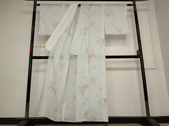 平和屋着物＊夏物　小紋　絽　草花文　洗える着物　AABB8661st_2