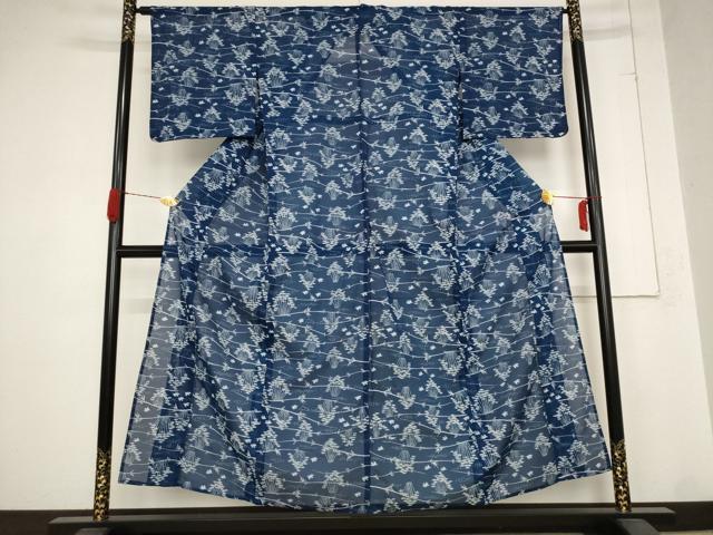 平和屋着物＊夏物　小紋　絽　笹竹飛鳥文　洗える着物　AABB8662st_1