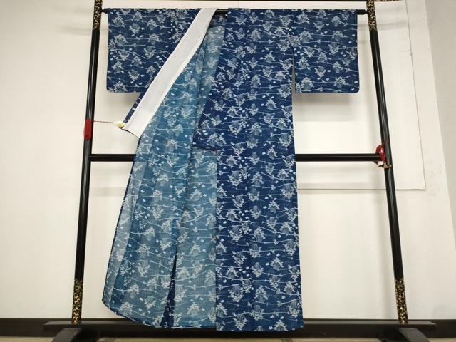平和屋着物＊夏物　小紋　絽　笹竹飛鳥文　洗える着物　AABB8662st_2