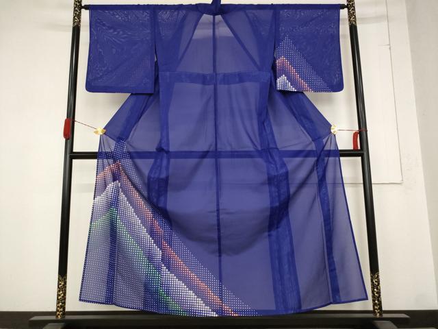 平和屋着物＊夏物　訪問着　絽　幾何学文様　洗える着物　AABB8665st