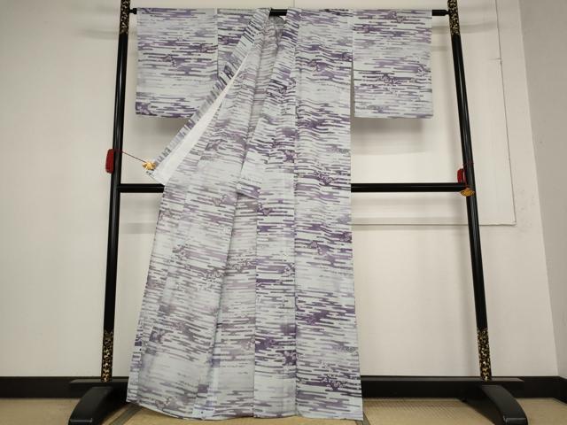 平和屋着物＊夏物　小紋　絽　エ霞草花文　洗える着物　AABB8681st_2