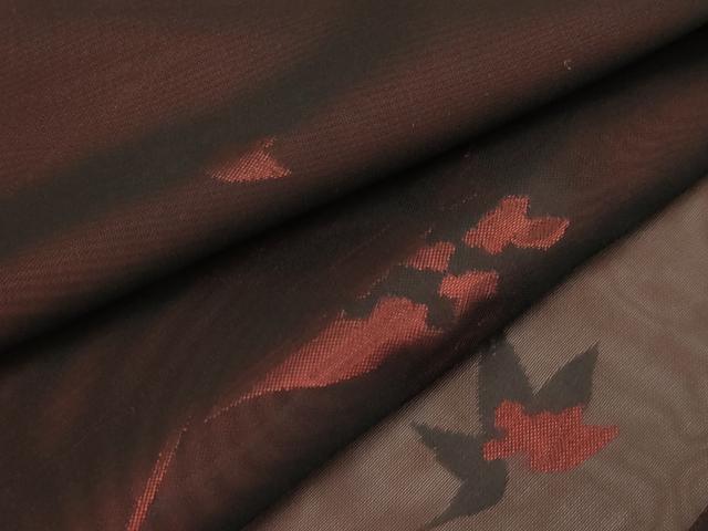 平和屋着物＊夏物　小紋　紗　枝葉文　正絹　逸品　AABB8764sx