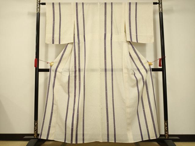 平和屋着物＊夏物　小紋　絽　間道　正絹　逸品　AABB8766sx_1