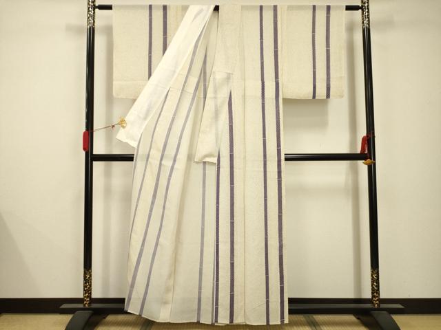 平和屋着物＊夏物　小紋　絽　間道　正絹　逸品　AABB8766sx_2