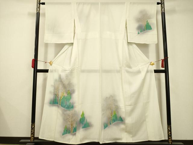 平和屋着物＊夏物　訪問着　絽　風景文　暈し染め　正絹　逸品　AABB8767sx