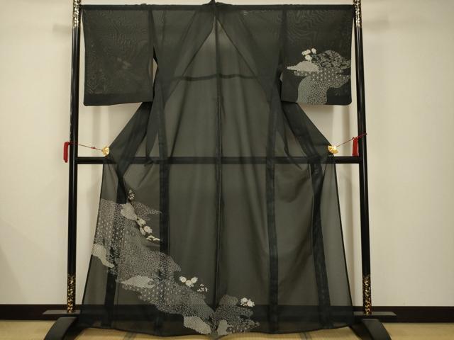 平和屋着物＊夏物　訪問着　絽　松竹梅流水花文　洗える着物　AABB8783sx