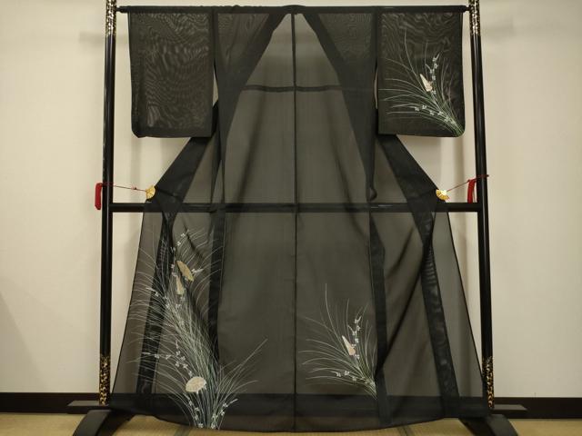 平和屋着物＊夏物　訪問着　絽　番傘　銀彩　洗える着物　AABB8784sx